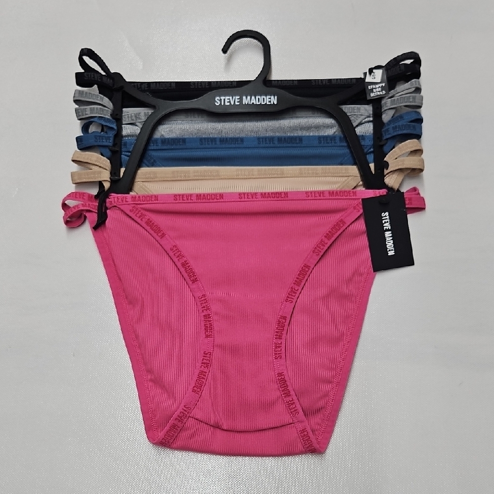 Steve Madden Womens Strappy Side Details Colorful Underwear Pack